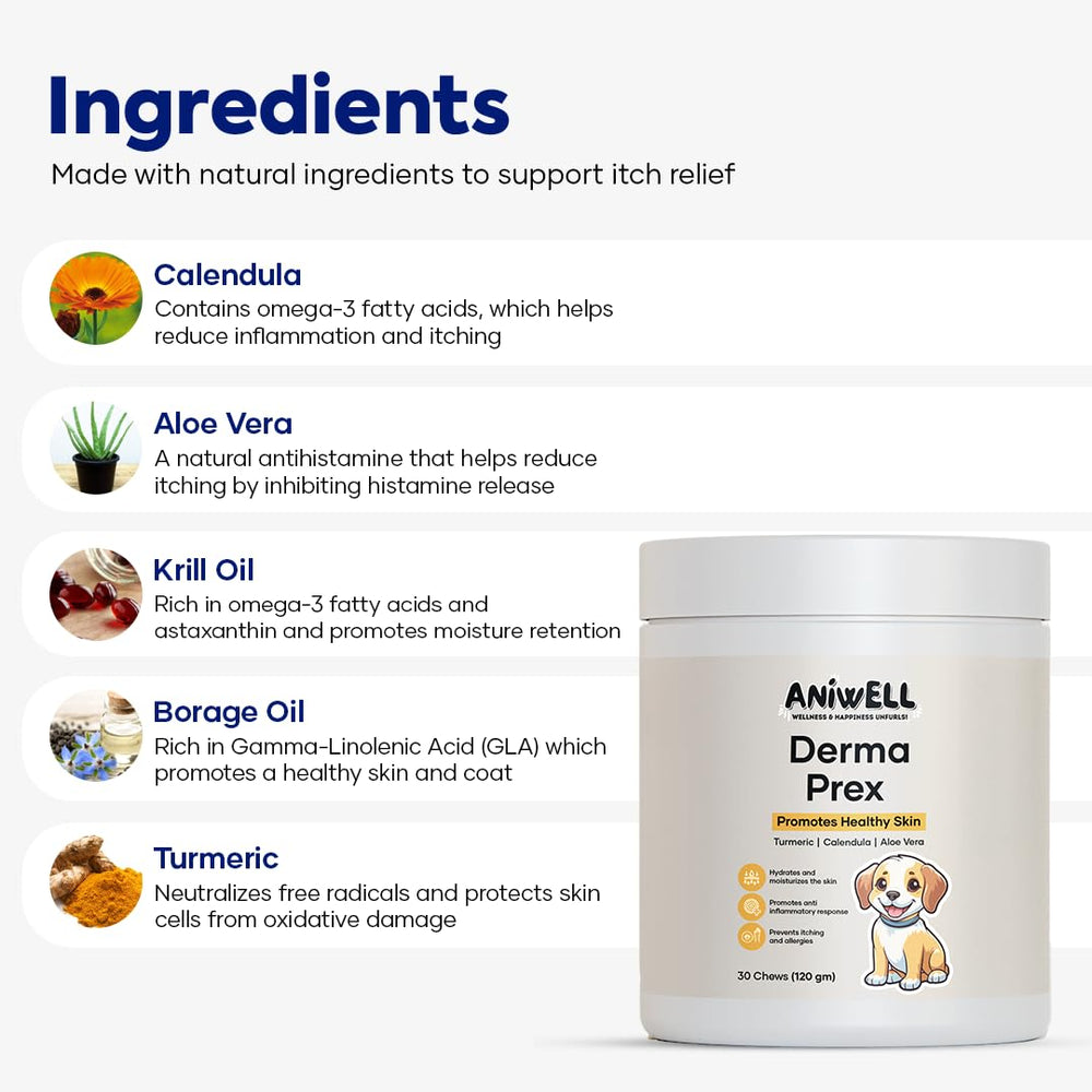 Aniwell DermaPrex krill oil capsules for skin comfort and hydration