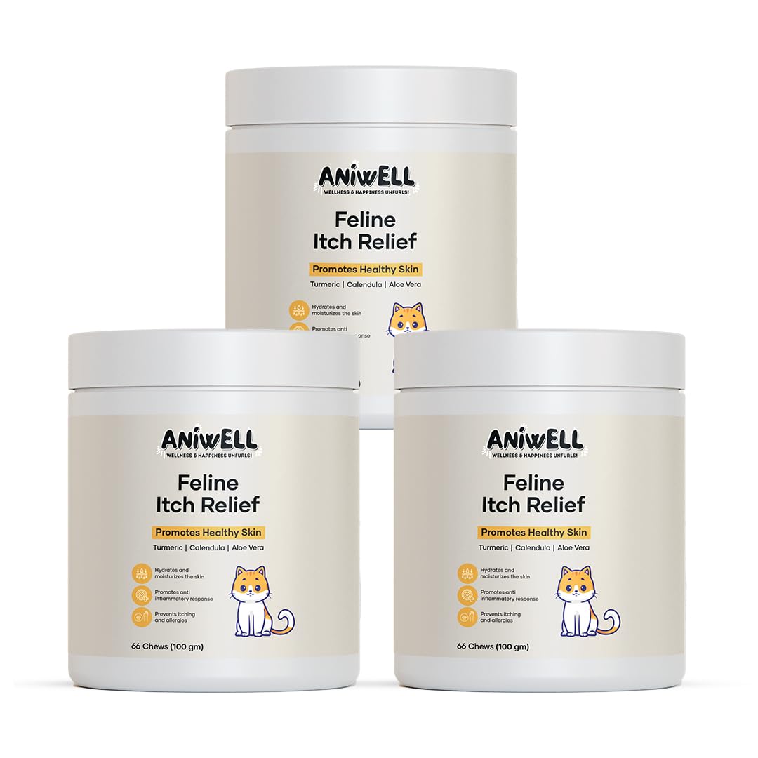 Aniwell Feline Itch Relief with Aloe Vera and Omega-3 for healthy skin.