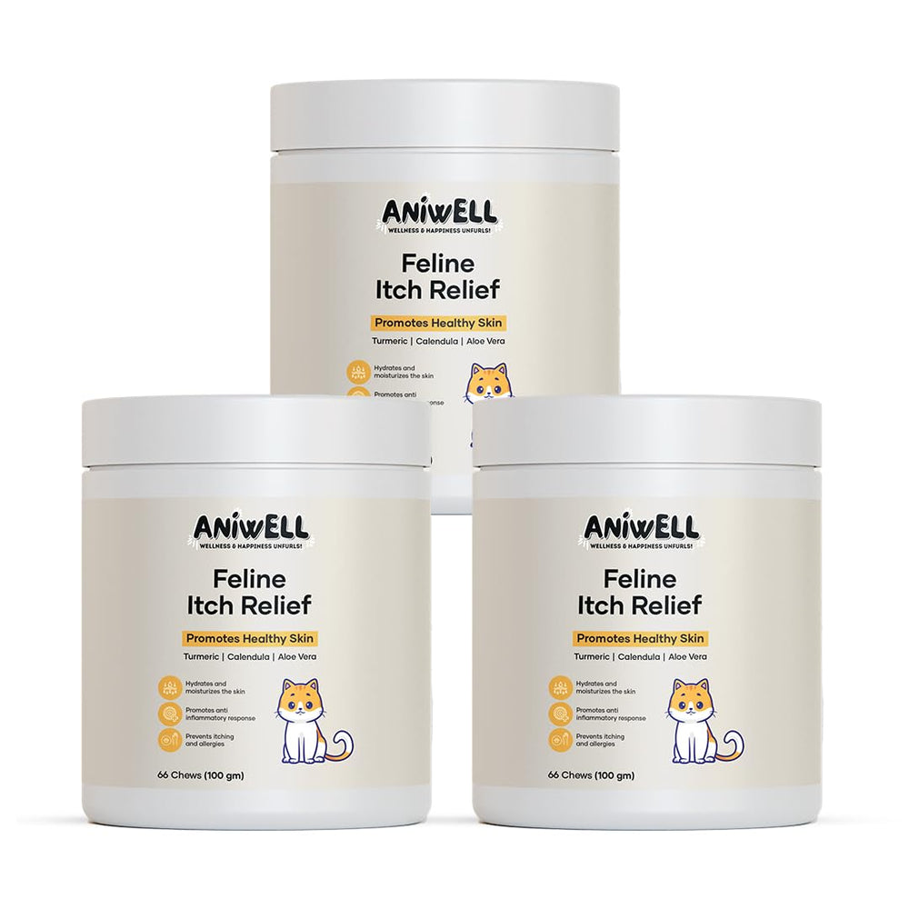 Aniwell Feline Itch Relief with Aloe Vera and Omega-3 for healthy skin.