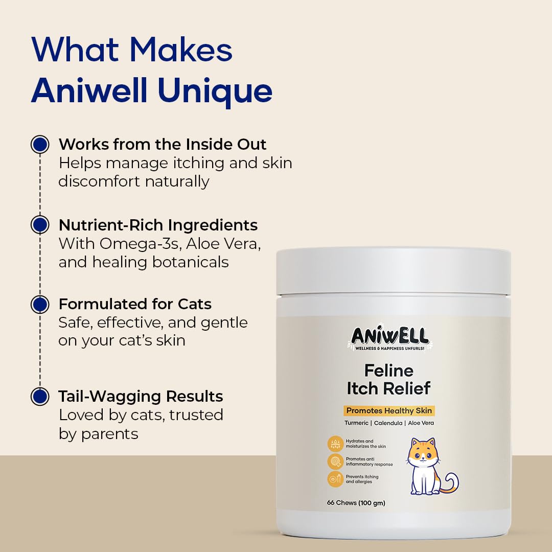 Aniwell Feline Itch Relief suitable for kittens and adult cats in daily use.