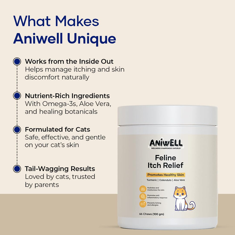 Aniwell Feline Itch Relief suitable for kittens and adult cats in daily use.