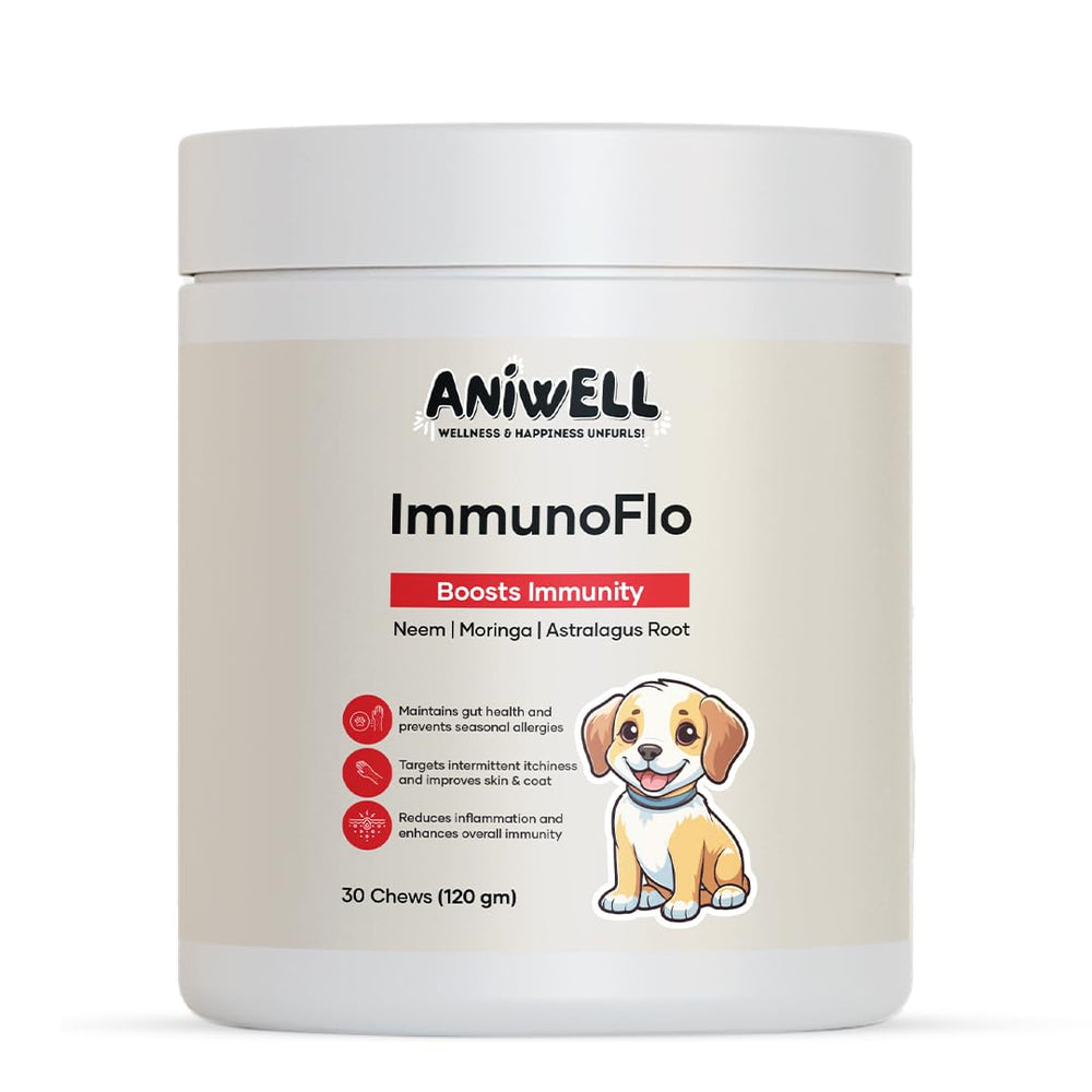 Aniwell ImmunoFlo dog soft chews for daily immune, gut, and skin support.