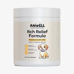 Aniwell Itch Relief Chews with anchovy oil support healthier skin and moisturized coat.