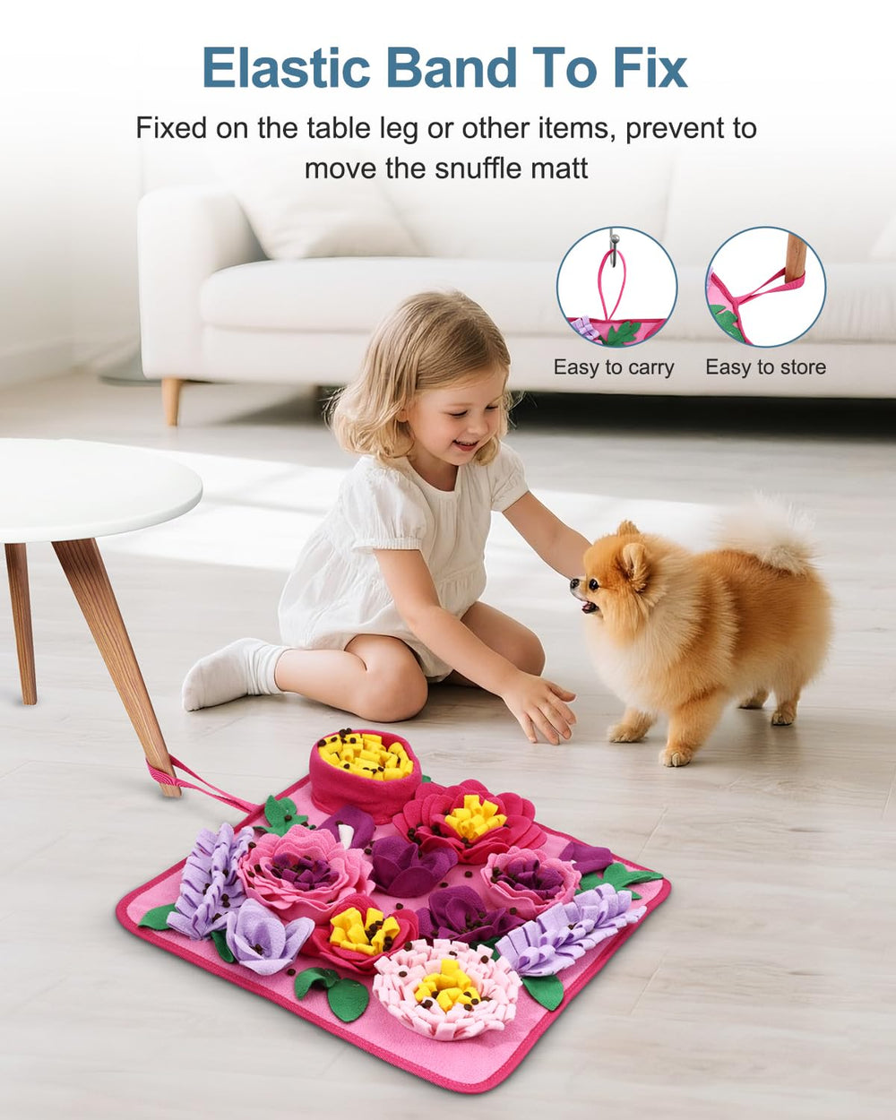 Ankilo snuffle mat portable with carry rope for travel and home use