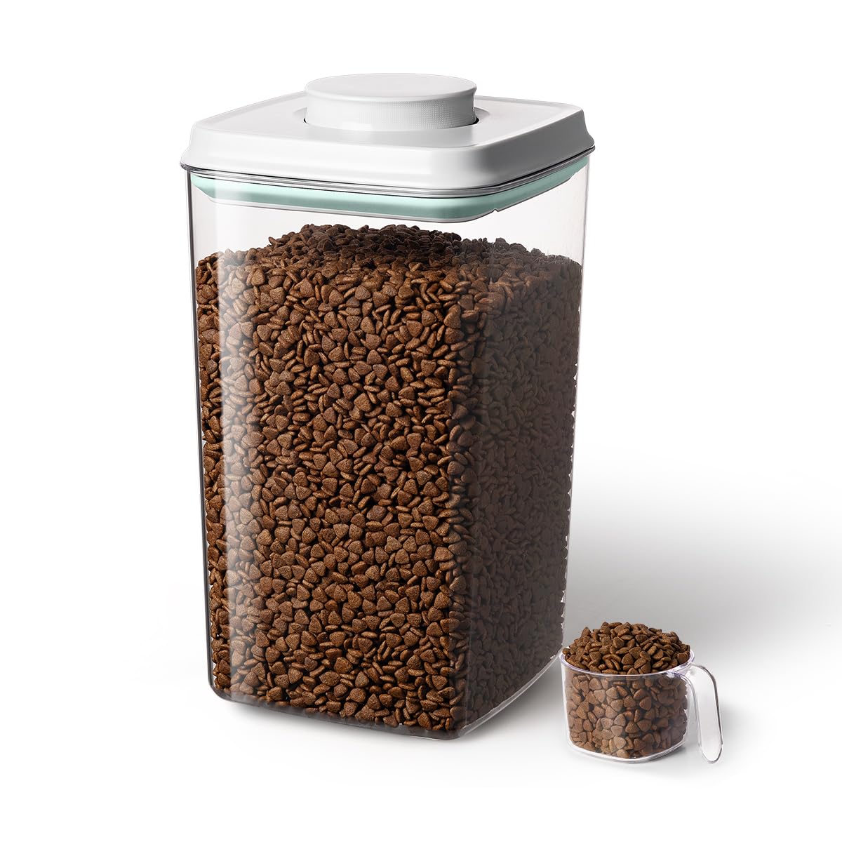 Ankou dog food container with pop lid for fast one-handed access