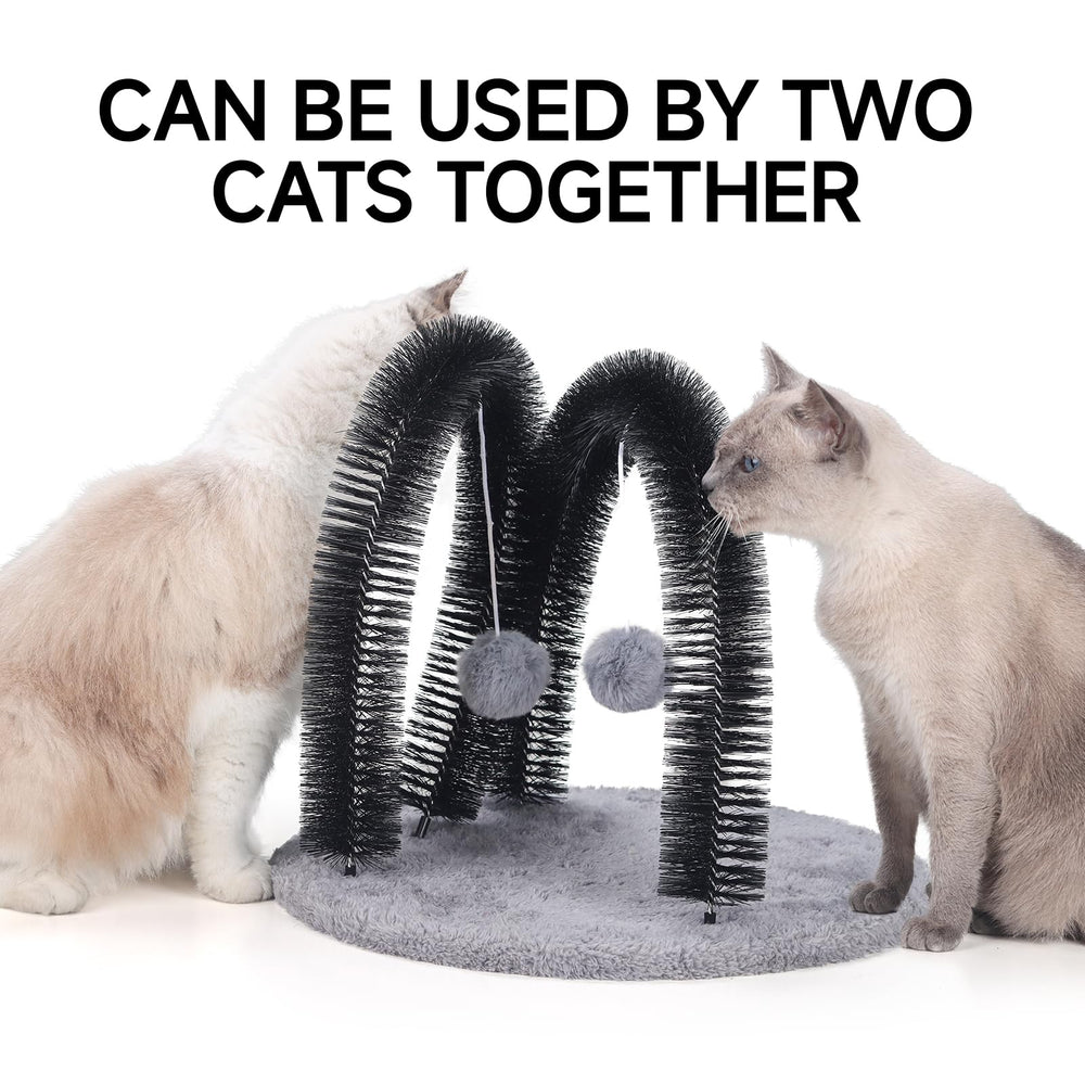 Ankuliy Cat Arch Self Groomer targets face and back fur for rubbing.