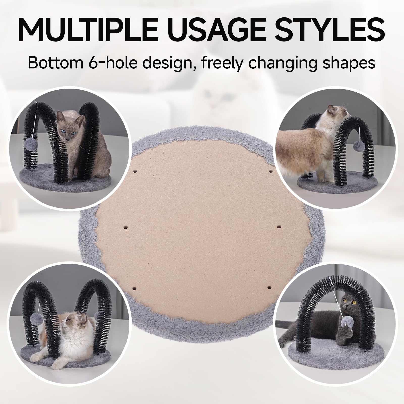 Ankuliy Cat Arch Self Groomer supports two-cat use for simultaneous grooming.