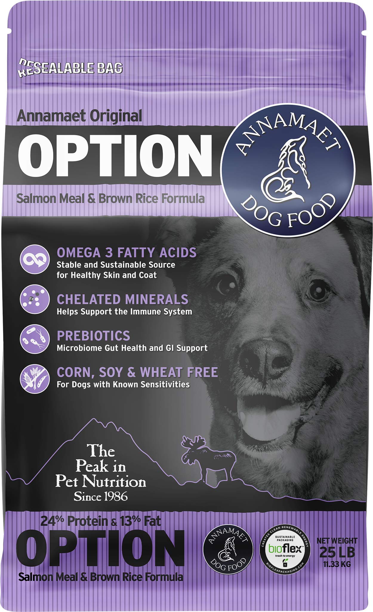 Annamaet Original Option dry dog food bag highlighting premium nutrition for sensitive pets