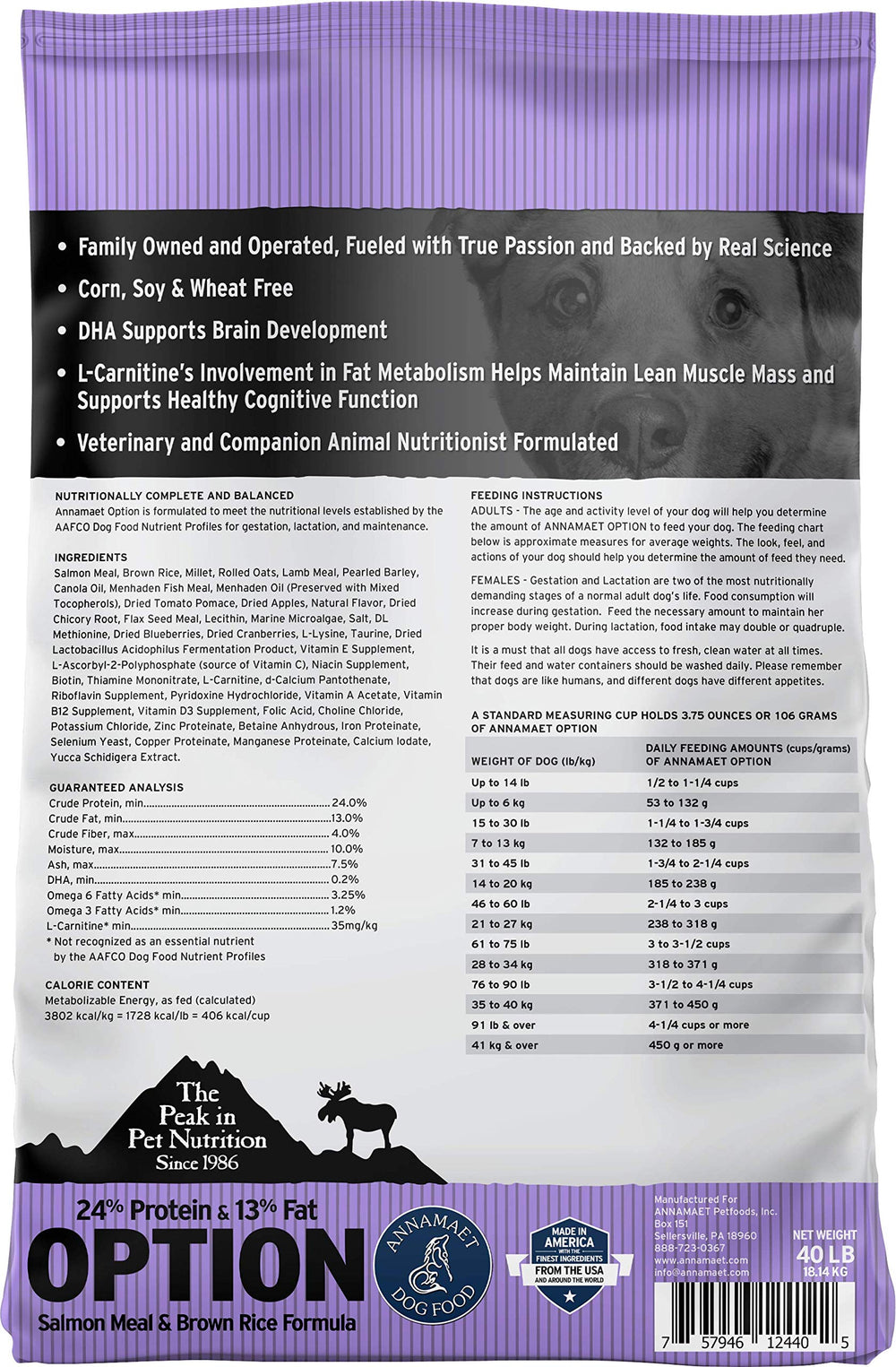 Annamaet Original Option free-range lamb ingredient closeup—supports varied protein sources for sensitive dogs.