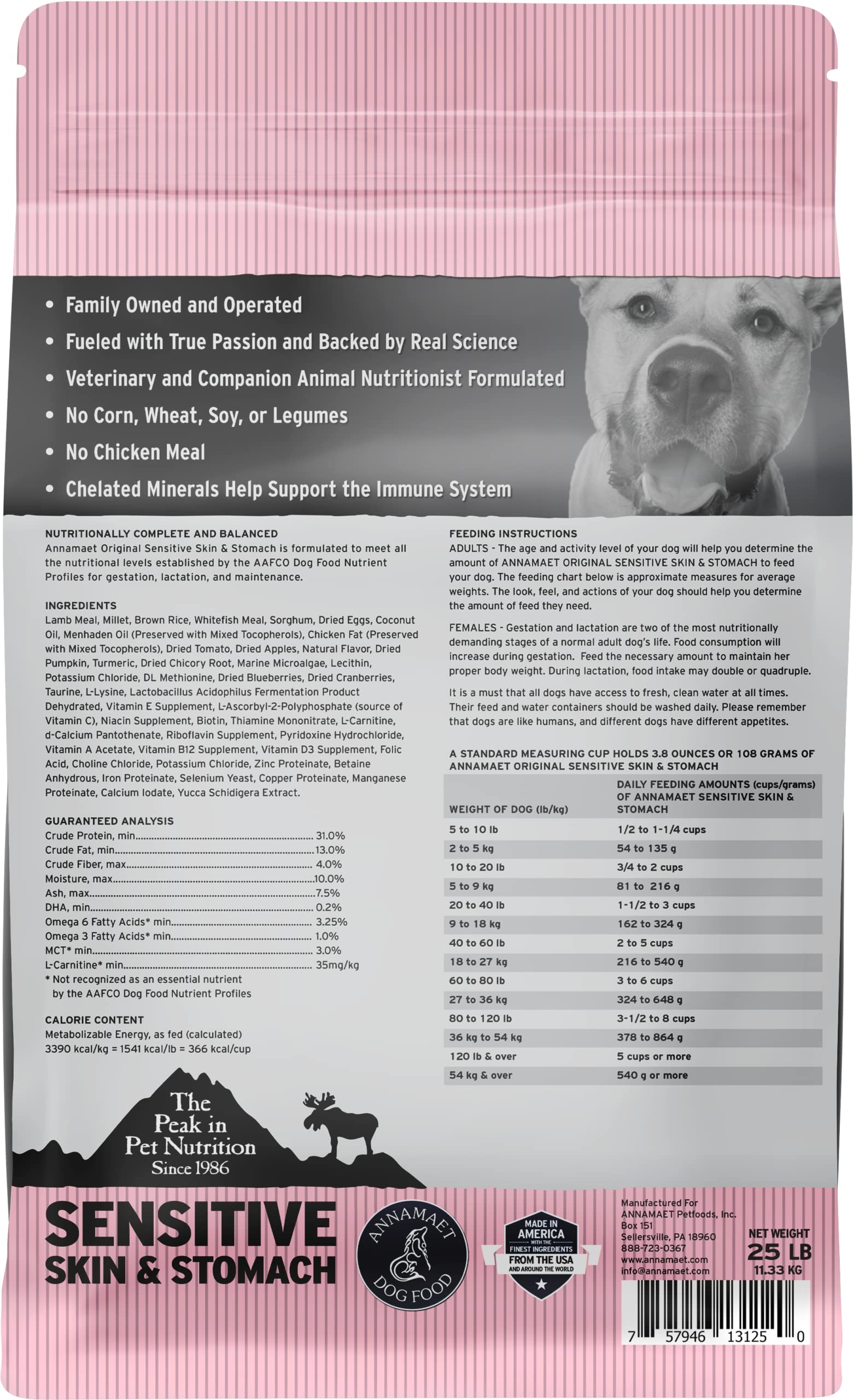Annamaet Original Sensitive Skin & Stomach kibble in a bowl, easy-to-digest nutrition.