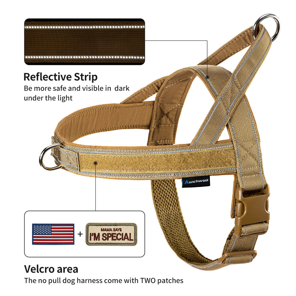 Annchwool harness with reflective strip for better visibility at night.