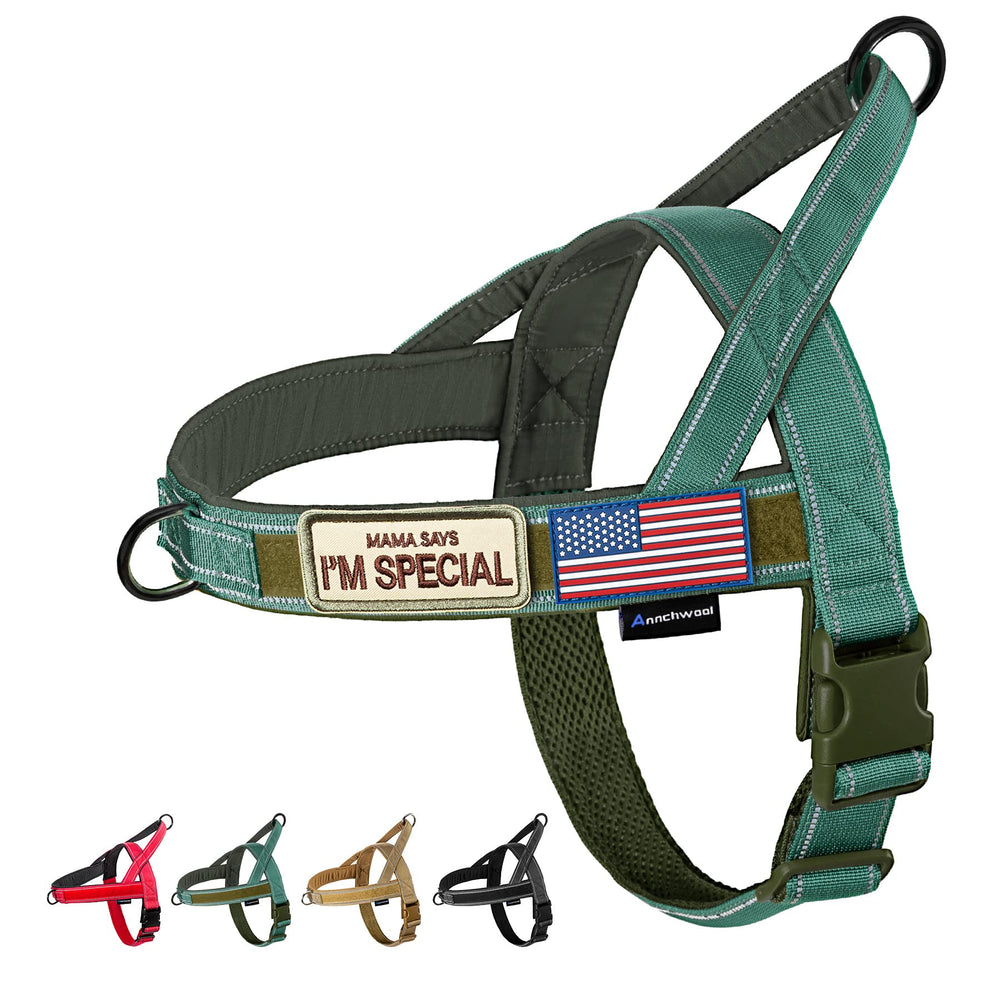 Annchwool No Pull Dog Harness with soft padded handle offers gentle control during walks.