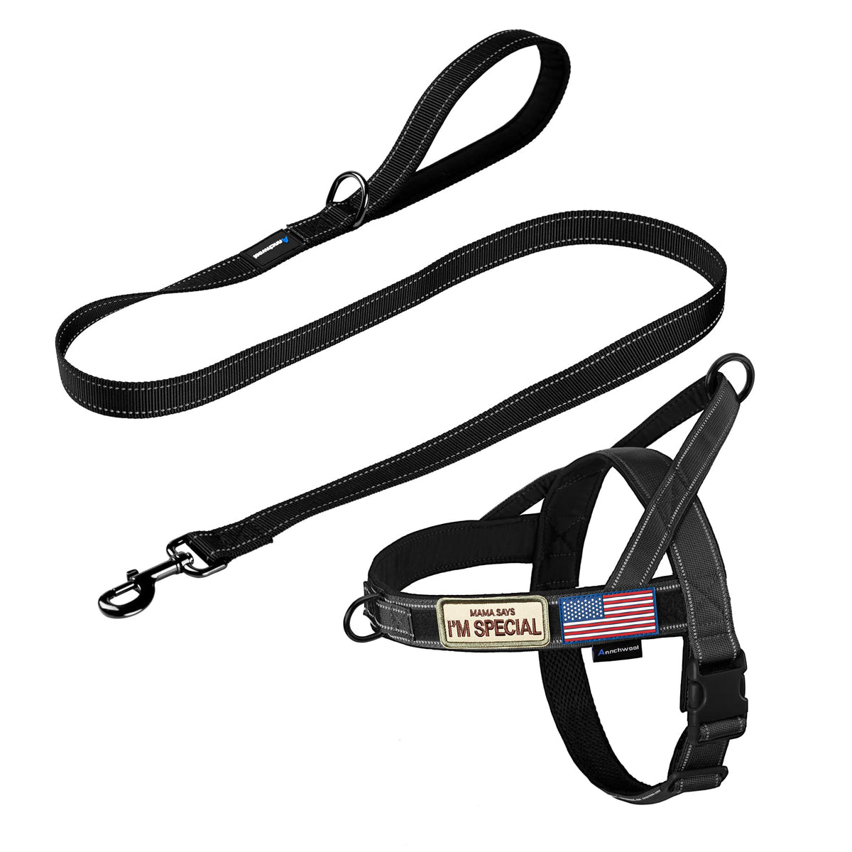 Annchwool No Pull Harness with padded handle for gentle control during walks