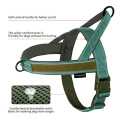 Annchwool No Pull Harness reflective strip for nighttime visibility during walks.