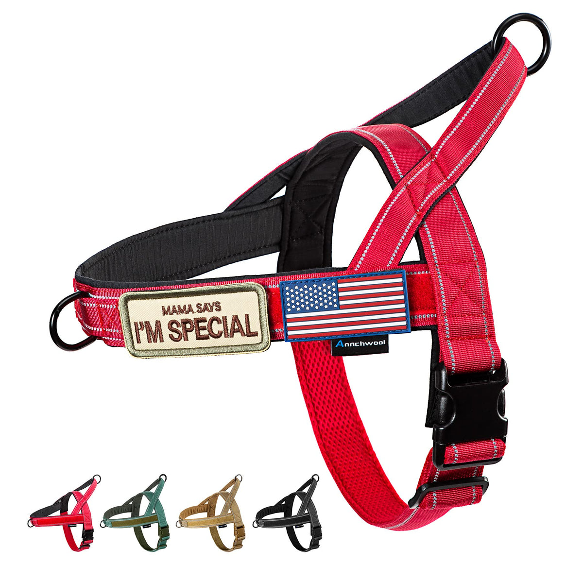 Annchwool No Pull Harness with soft padded handle for gentle control.
