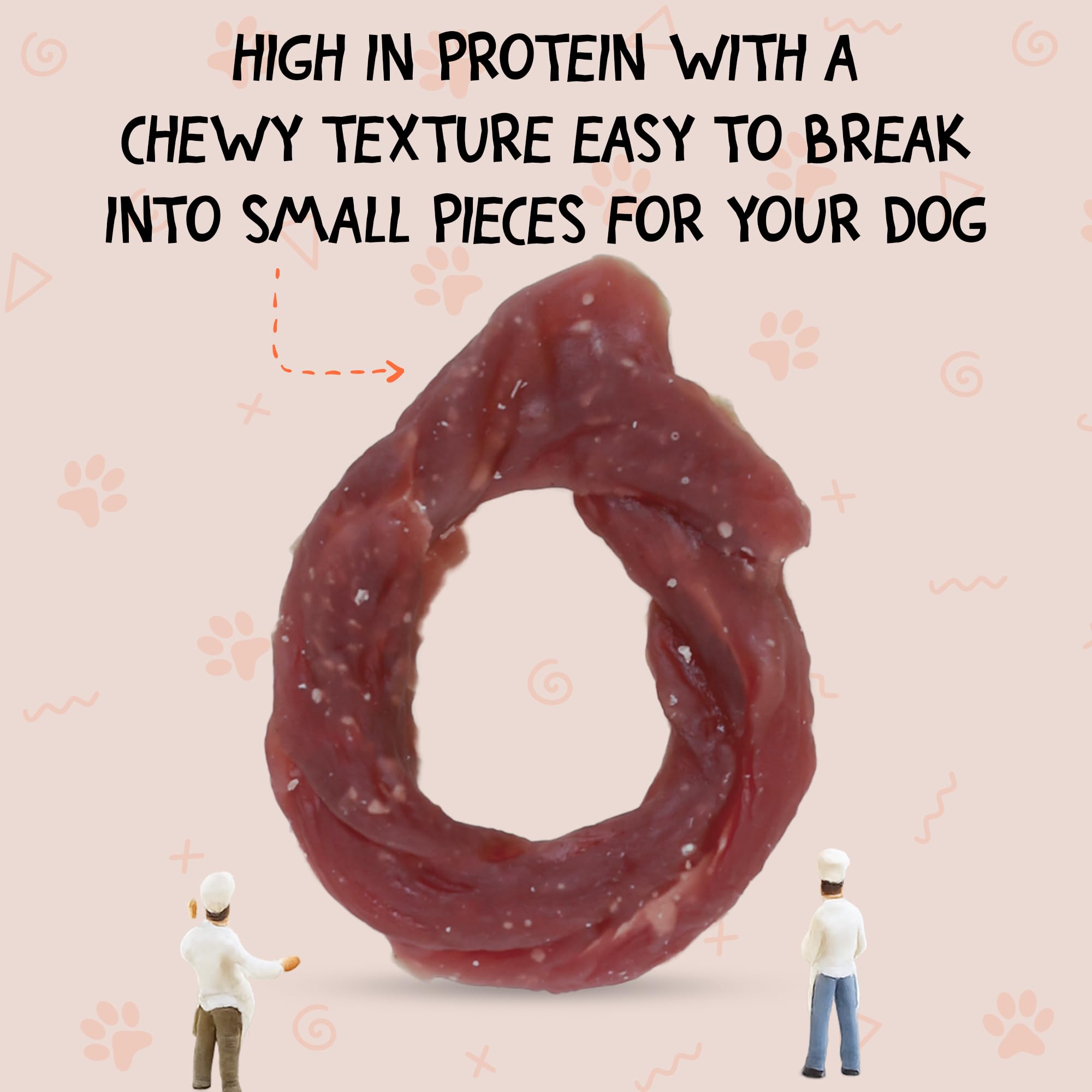 Soft chewy texture of Annika Duck Jerky Rings ideal for gentle chewing