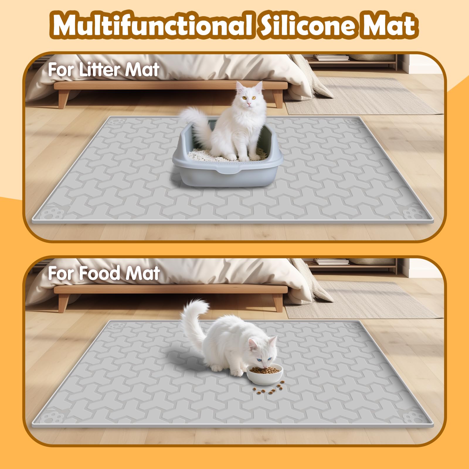 ANNIL large mat covers litter box exit, gray, minimizes mess