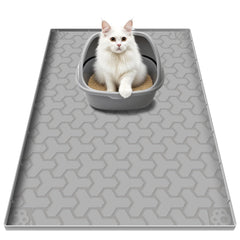 ANNIL silicone cat litter mat, large 34x22 gray, protects floors and catches litter