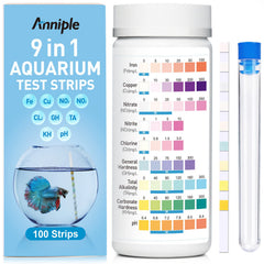 Anniple 9-in-1 aquarium test strips kit for all-in-one water testing.