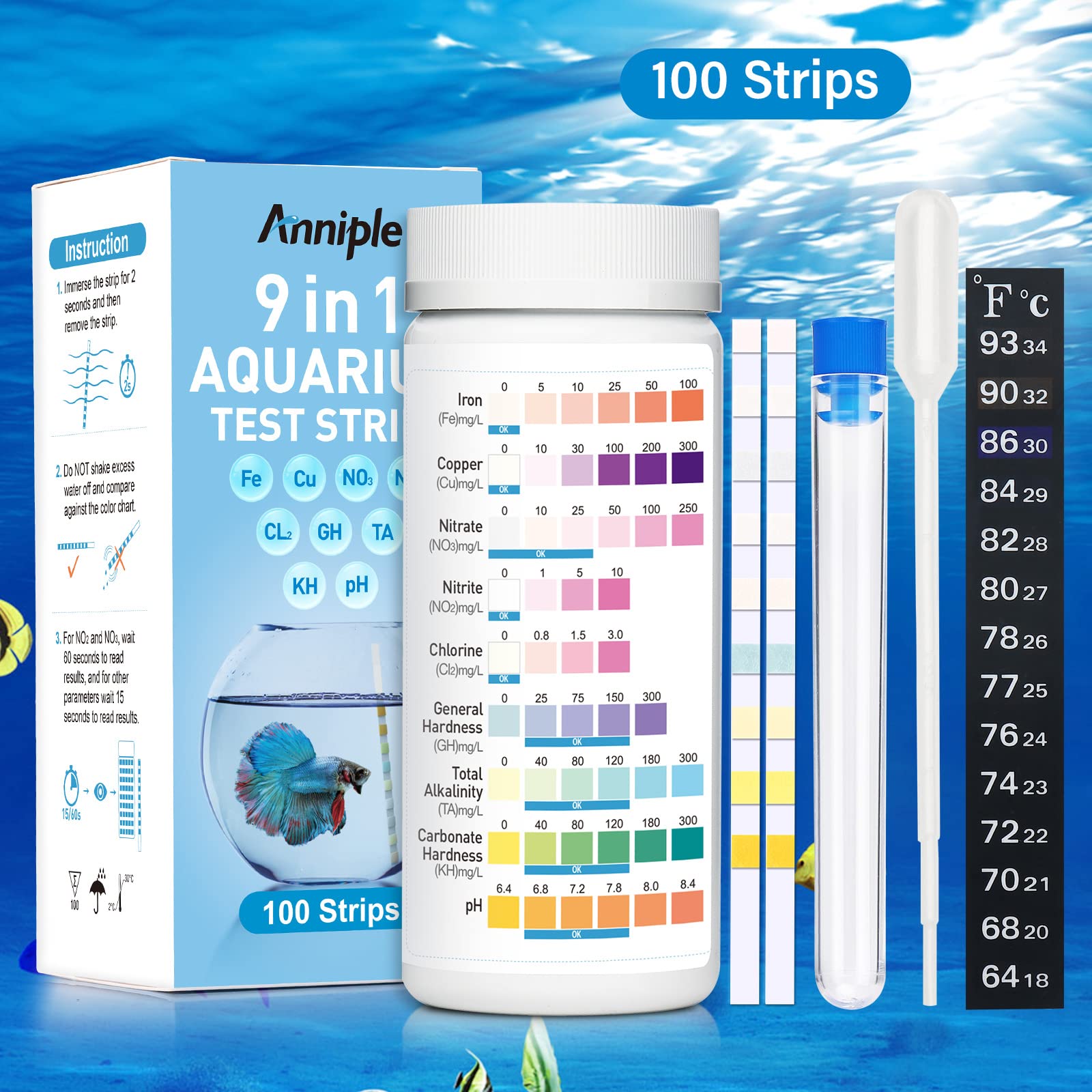 Anniple thermometer and accessories included with the kit.