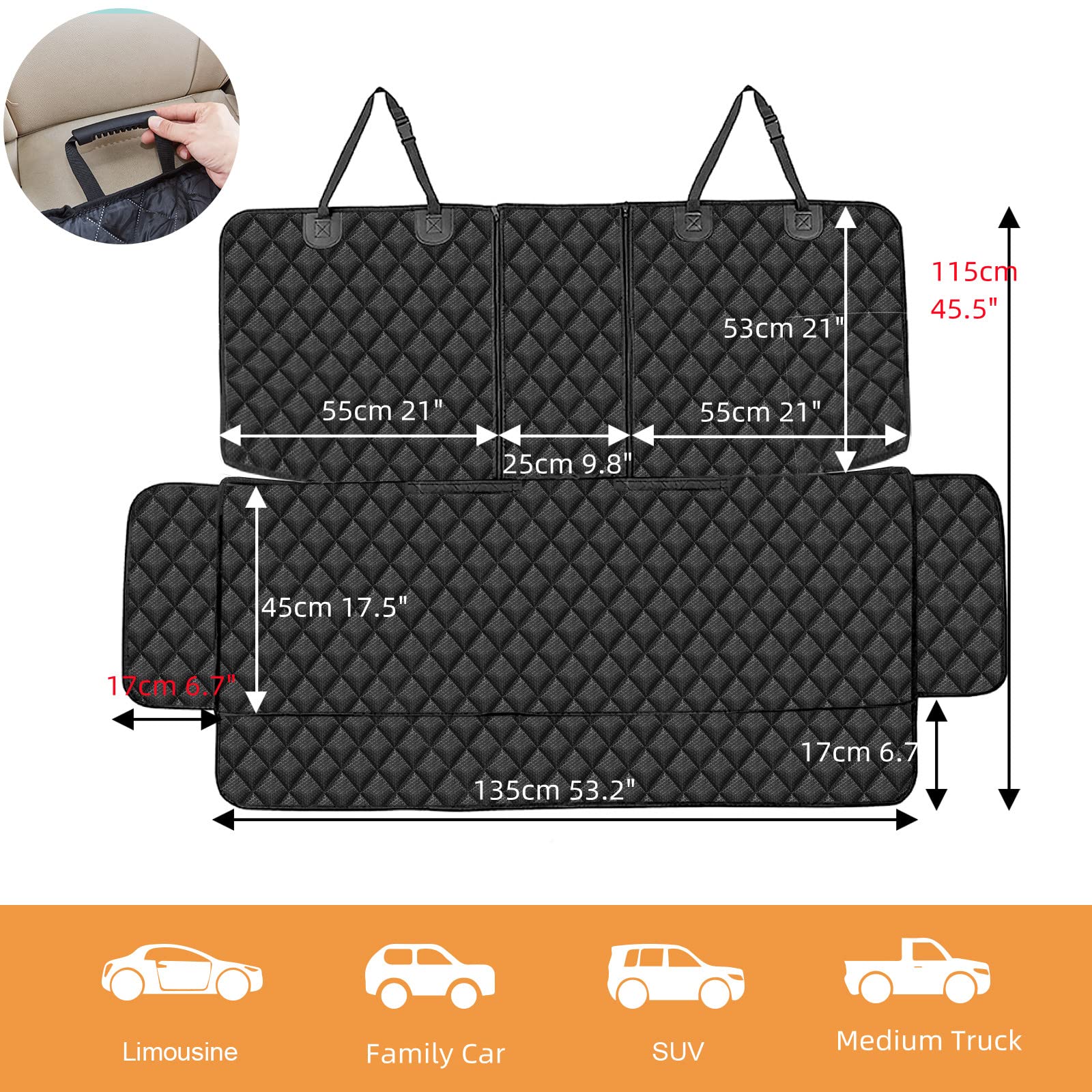 ANOSOSPECIAL dog seat cover anti-slip top keeps pets in place