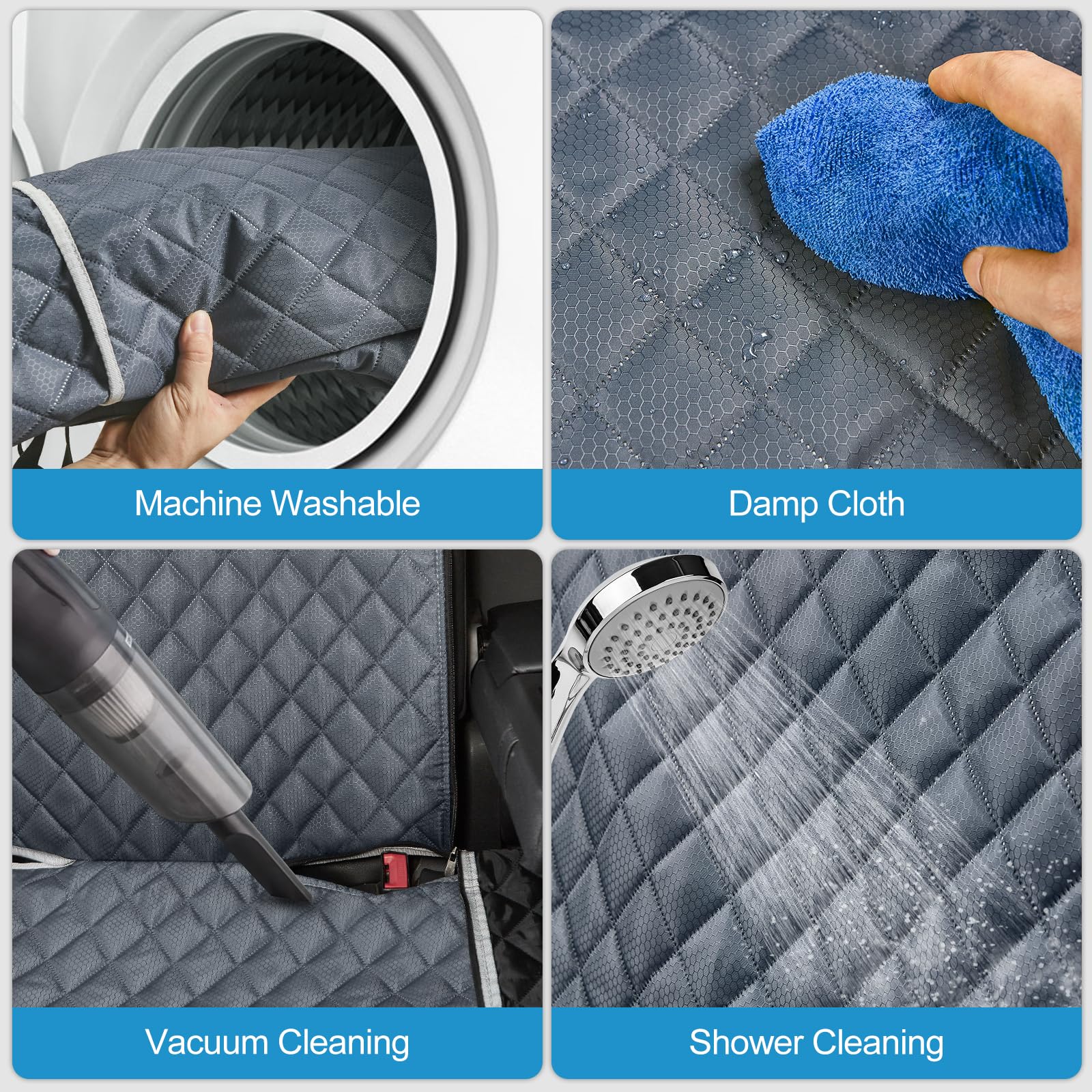 ANOSOSPECIAL Grey dog seat cover features easy installation with universal fit.