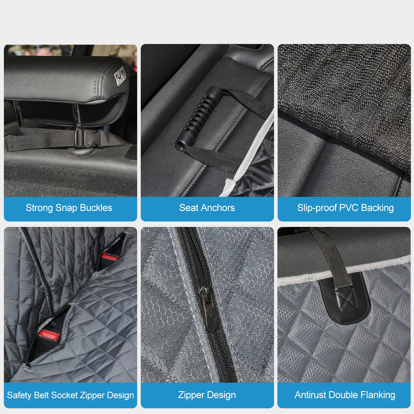 ANOSOSPECIAL Grey dog seat cover acts as a versatile protector for pets and kids.