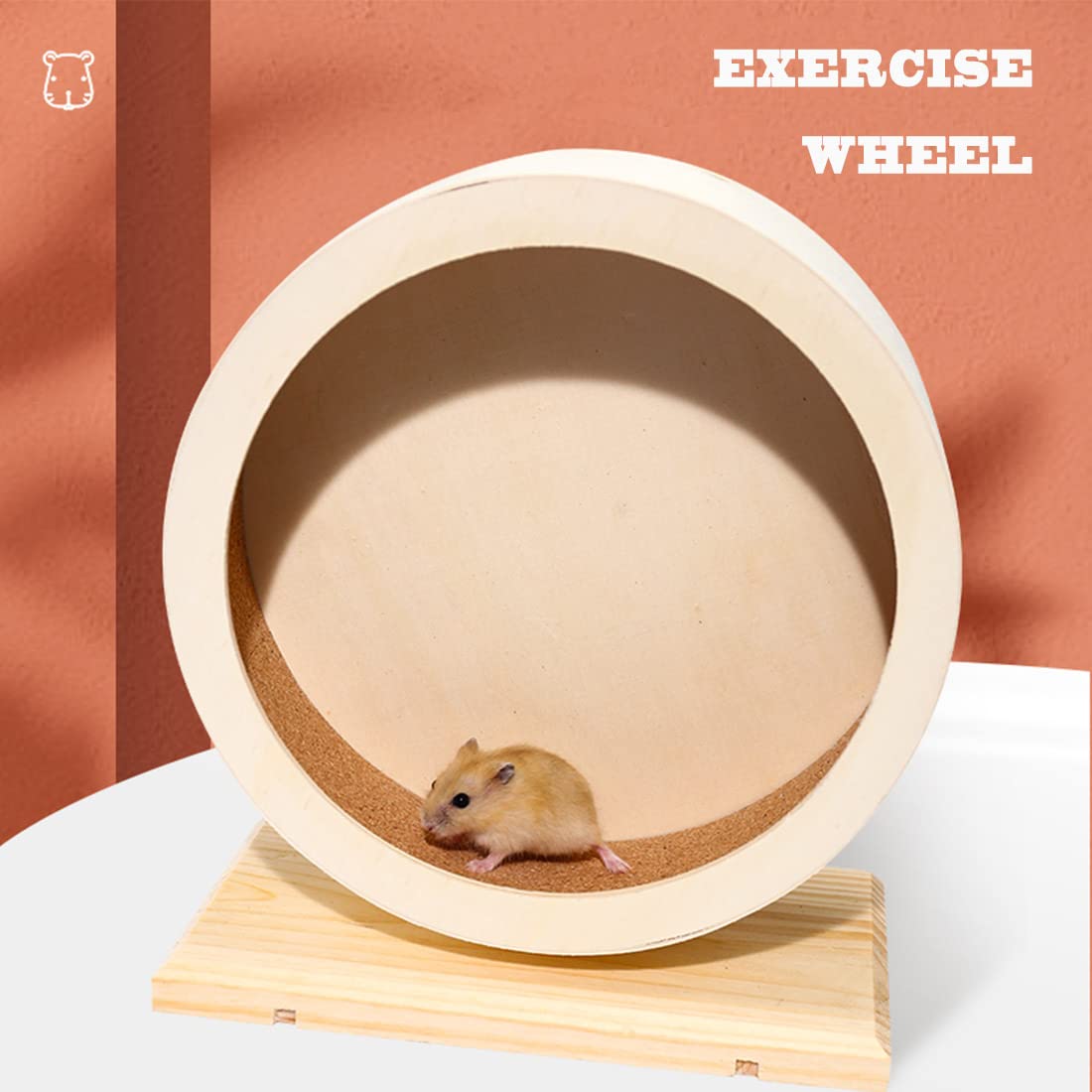 antiai Hamster wooden silent wheel assembly shows stable base in cage