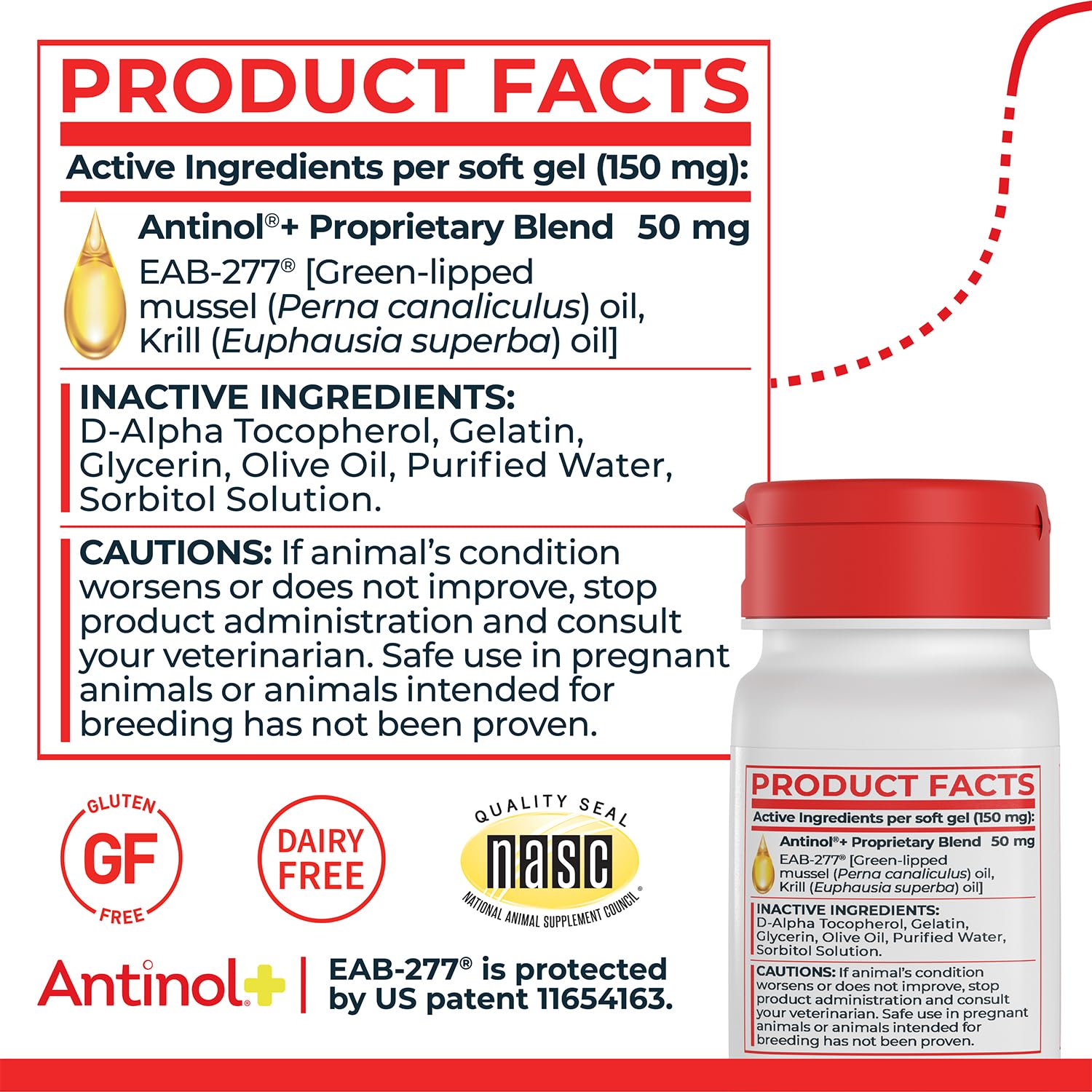 Antinol Plus large-dog packaging 120-count, suited for multi-dog households.