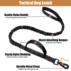 Antswish tactical dog collar with dual handles, side view highlighting quick-control features.