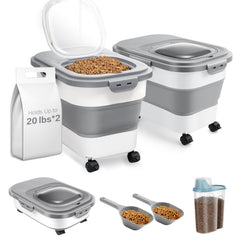 ANVS 20Lbs dog food storage container with airtight lids keeps kibble fresh.