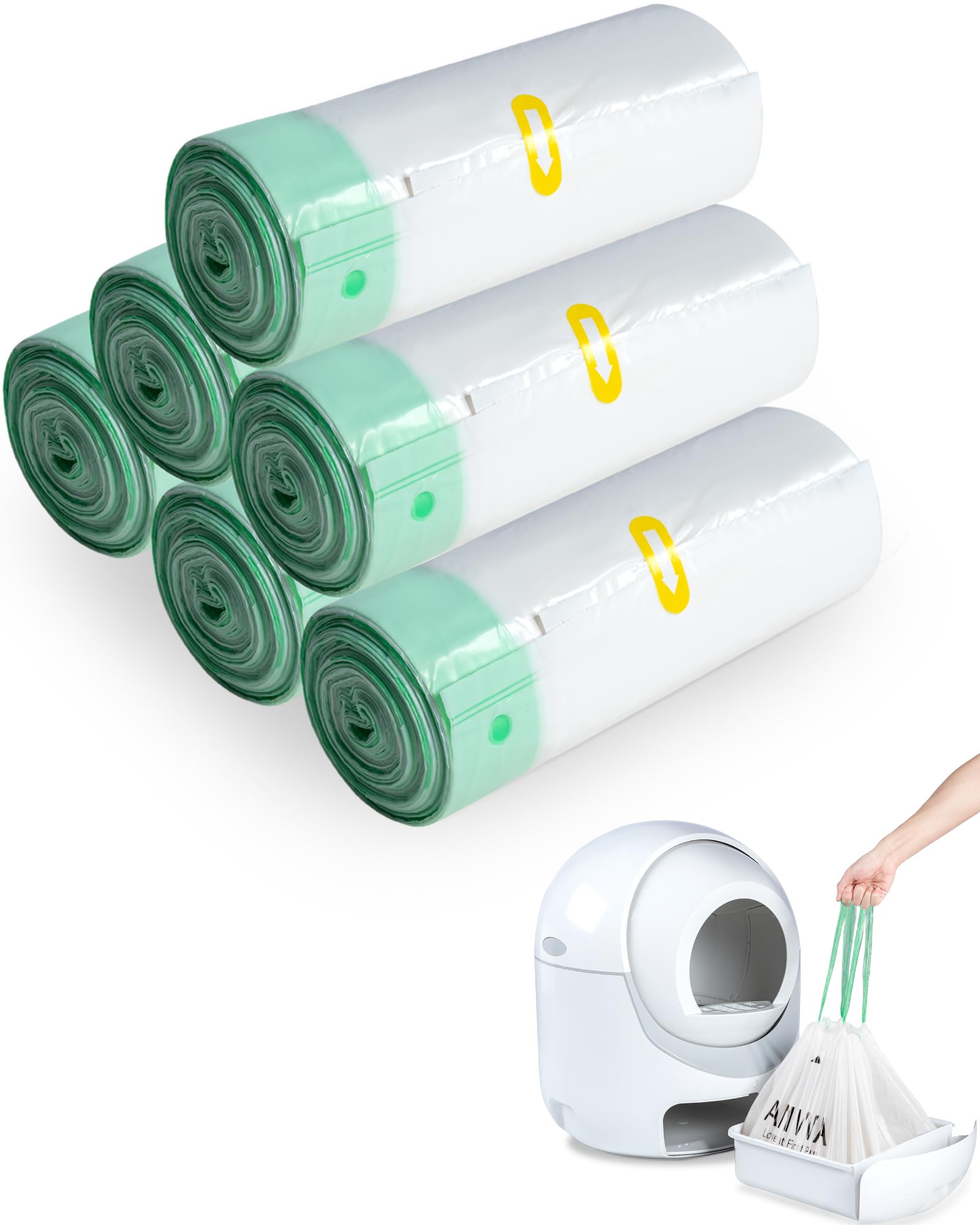 ANWA 120-count cat litter box liners rolls for bulk convenience and easy disposal