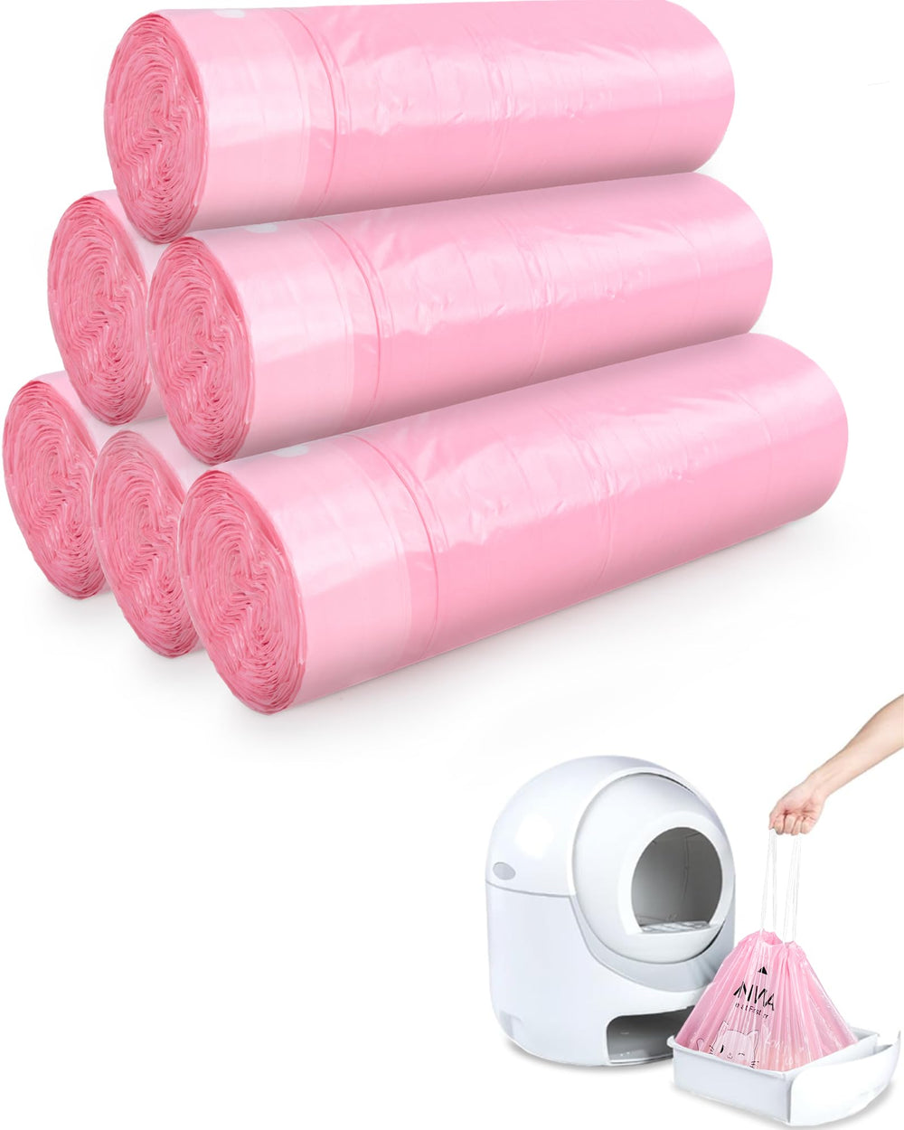 ANWA 120-count cat litter liners bulk pack for LR Series; easy cleanup and waste containment.