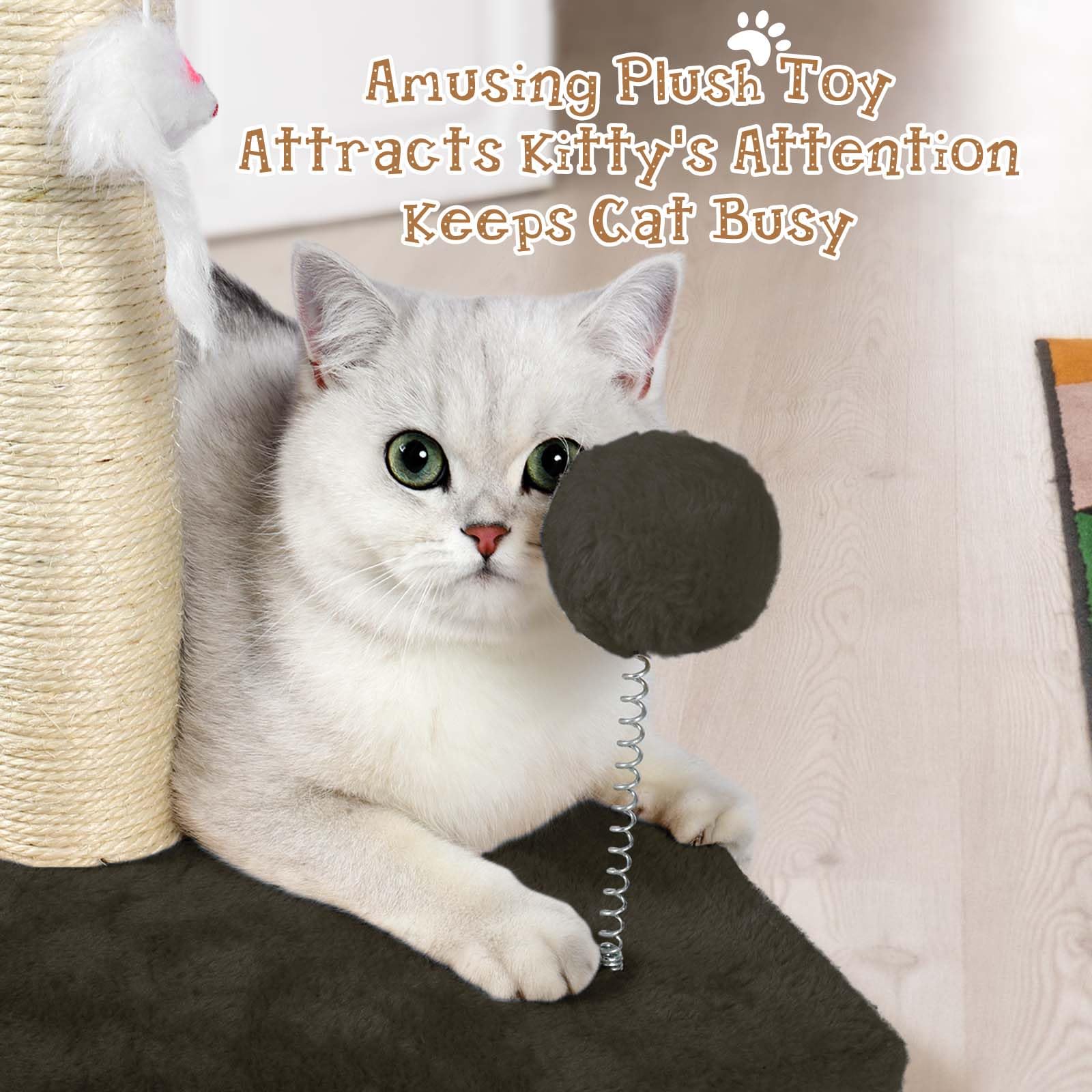 ANWA 32-inch sisal scratching post base spring ball adds playful bounce and interaction.