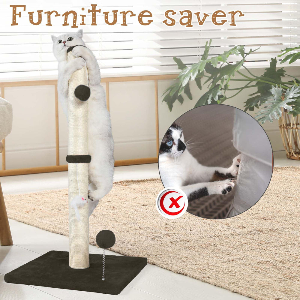 ANWA 32-inch sisal scratching post indoor cat use showcases furniture protection and natural scratching outlet.
