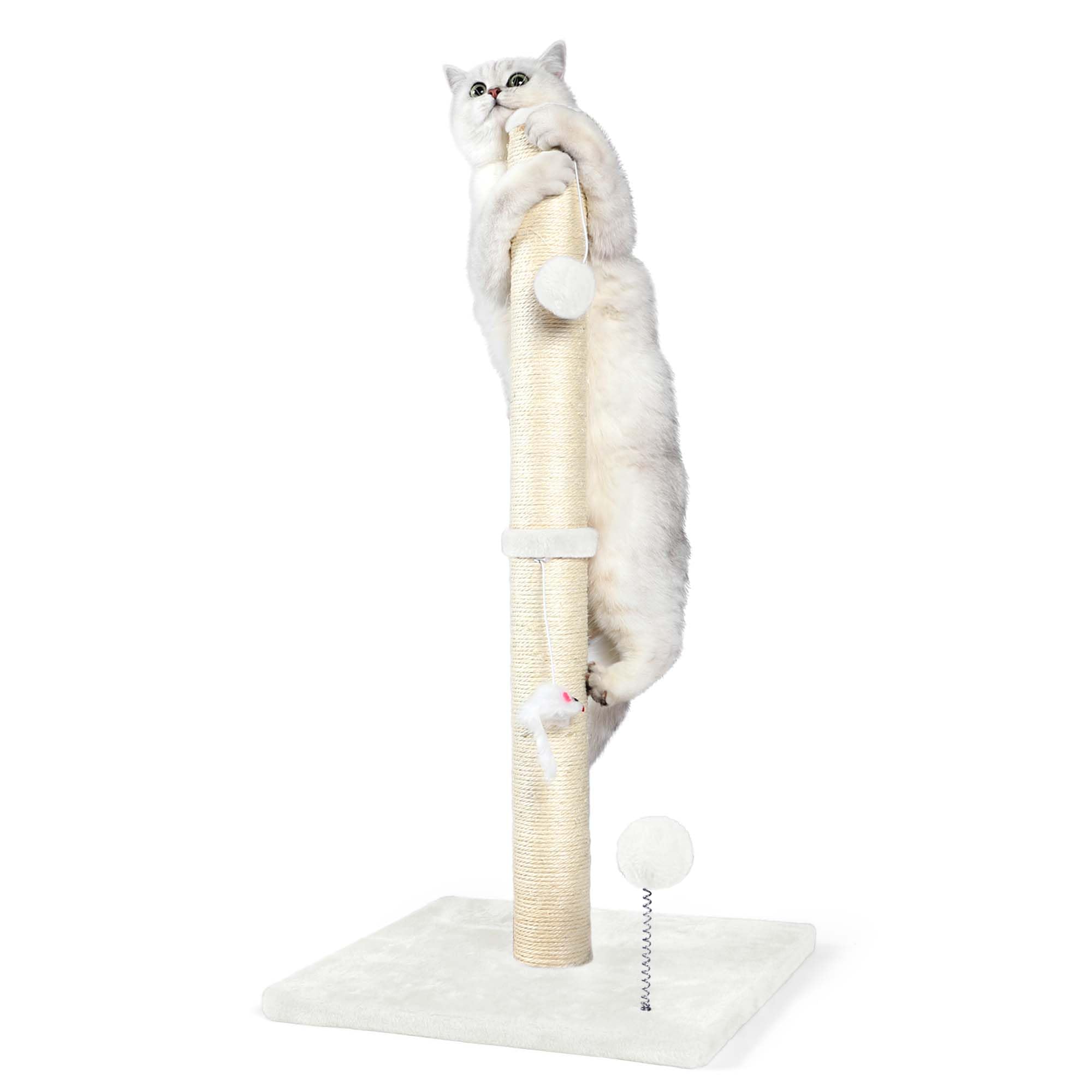 ANWA 32-inch tall cat scratching post with cream finish and sisal for durable claw exercise.