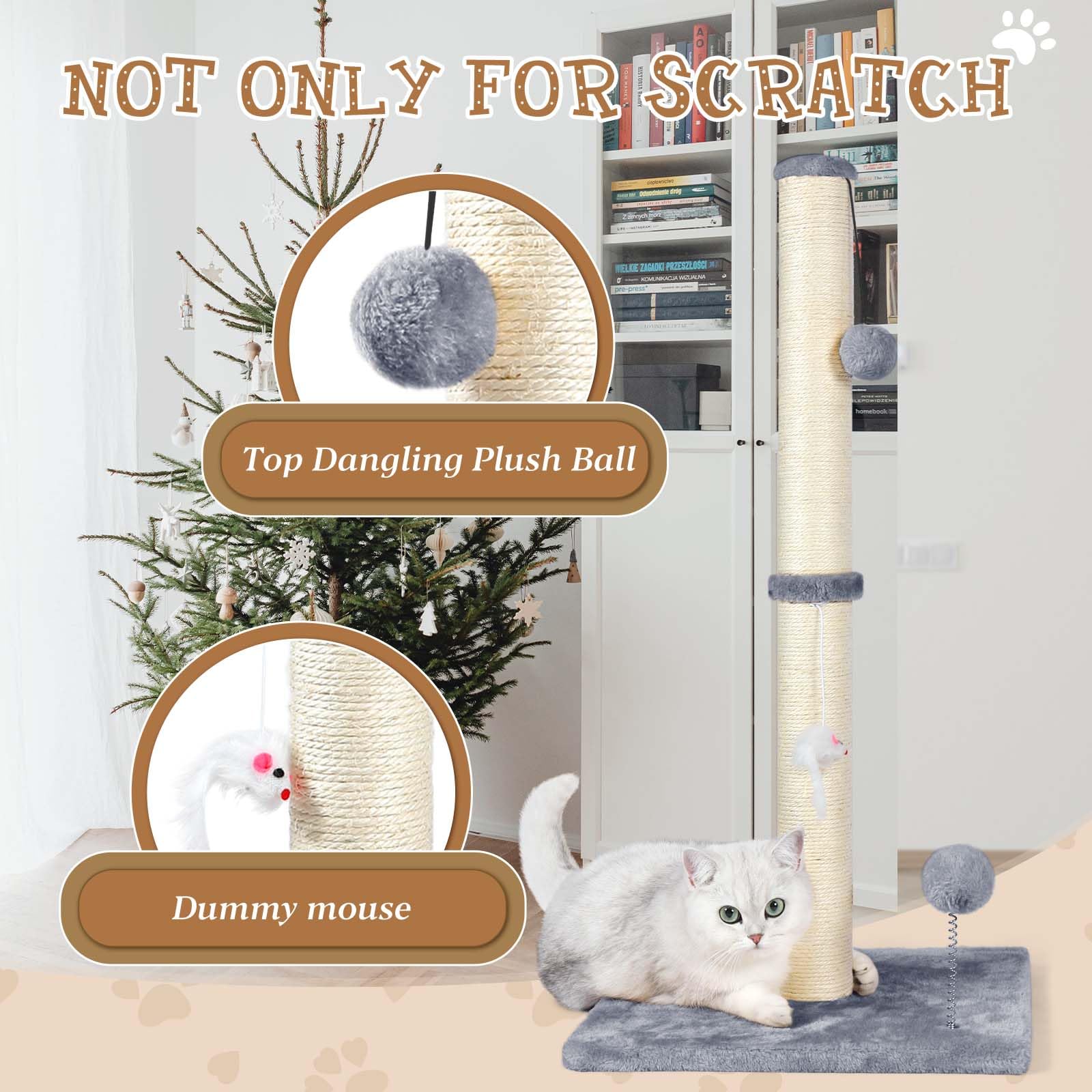 ANWA 3-in-1 design includes plush mouse and spring ball for varied play.