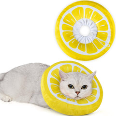 ANWA adjustable cat cone collar in side view provides soft protection for upper body wounds.