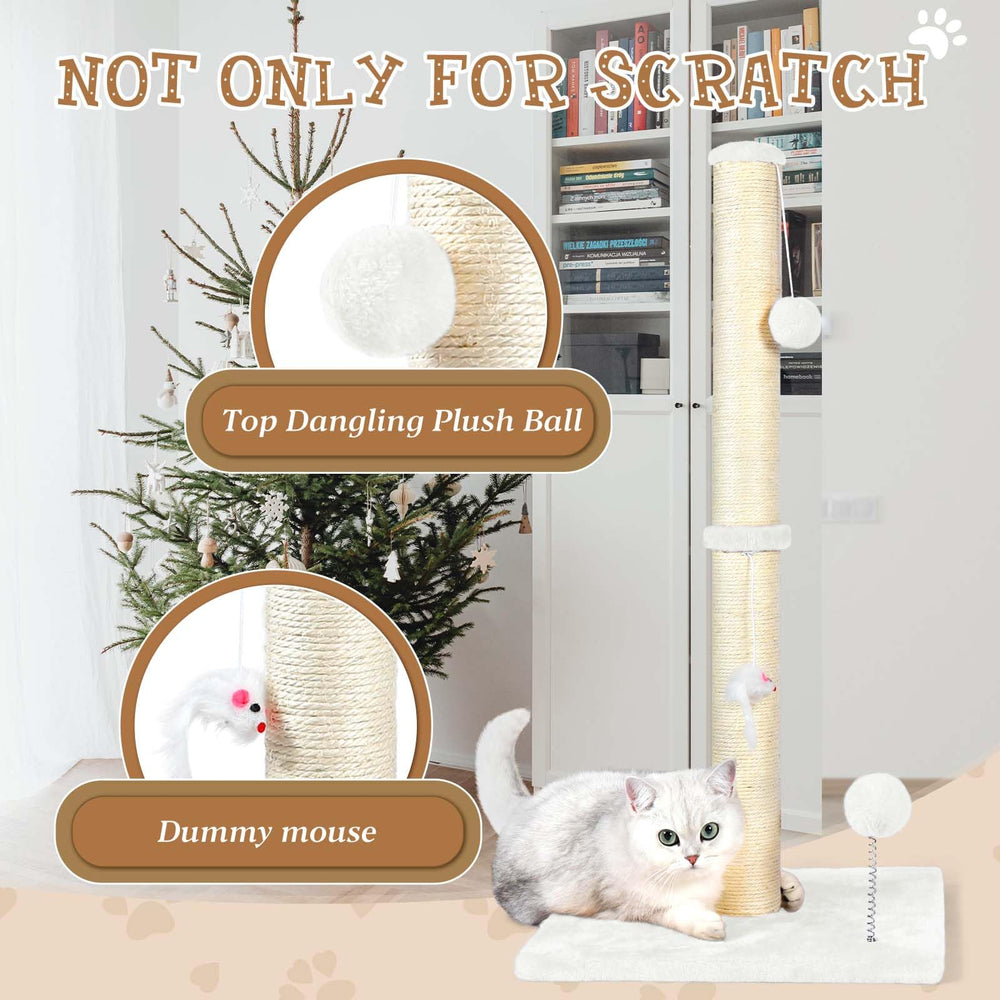 ANWA base spring plush ball on the sisal post enhances interactive play.