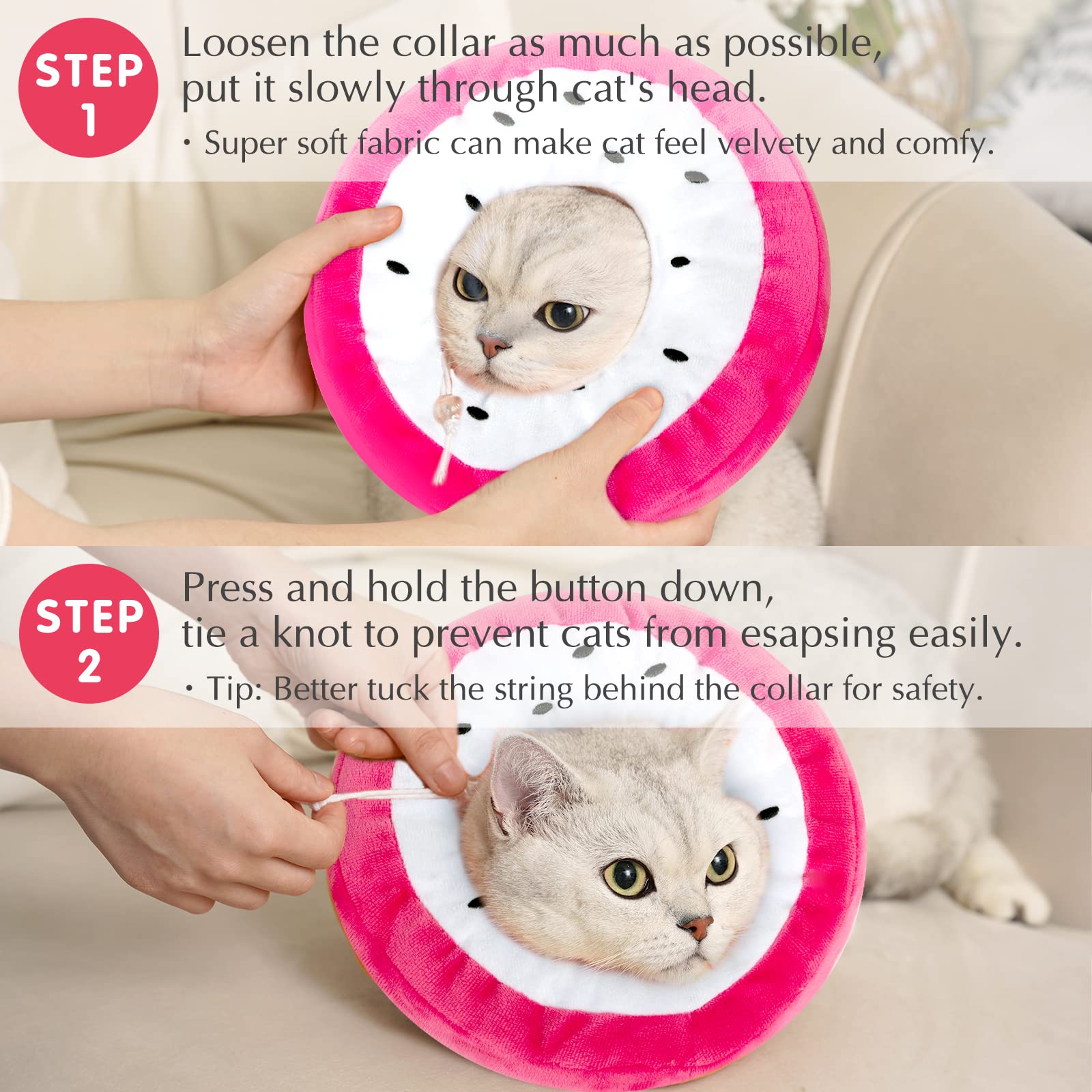 ANWA donut collar doubles as a cozy pillow while resting