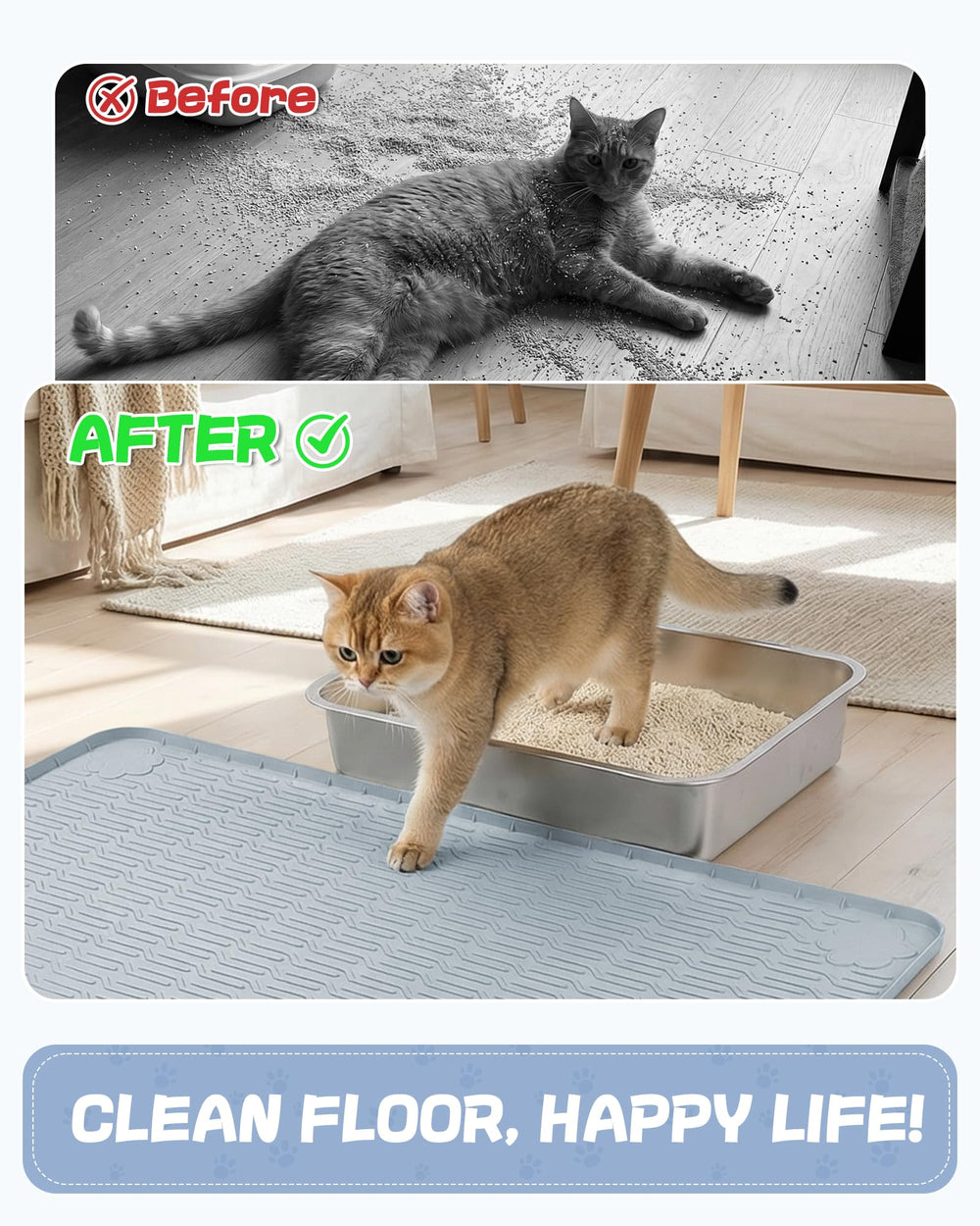 ANWA litter mat with 0.6-inch raised edge close-up improves containment.