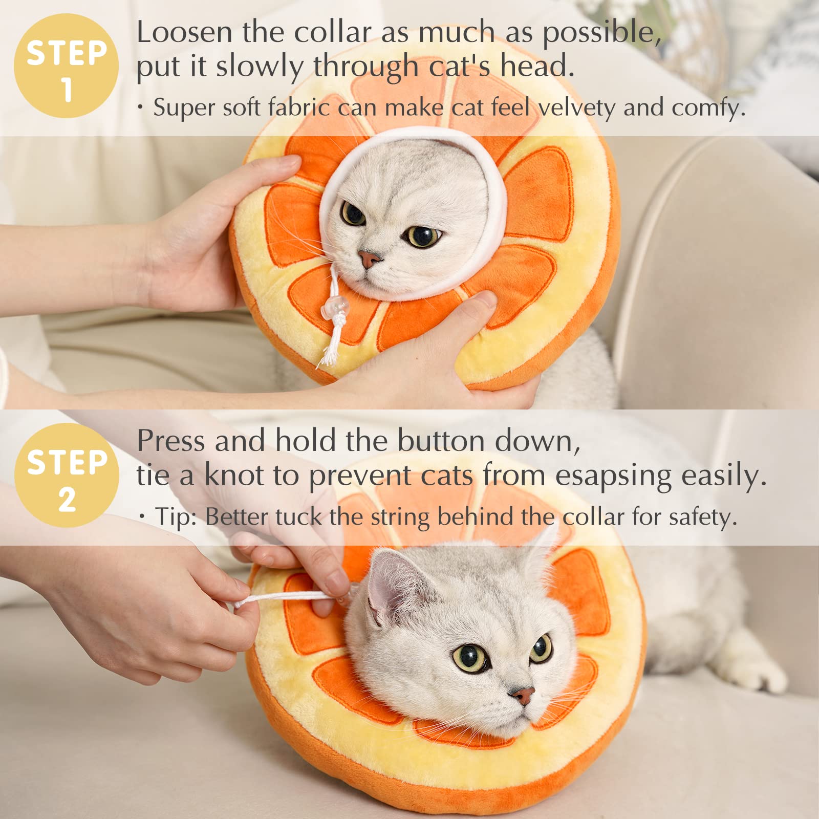 ANWA two-size adjustable fit secures collar for most cats