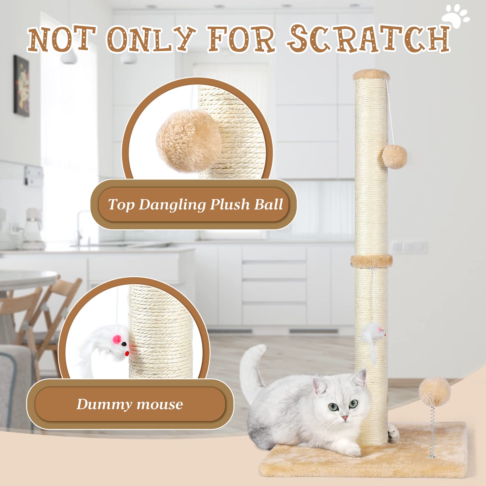 ANWA vertical post featuring dangling mouse toy for engaging play sessions