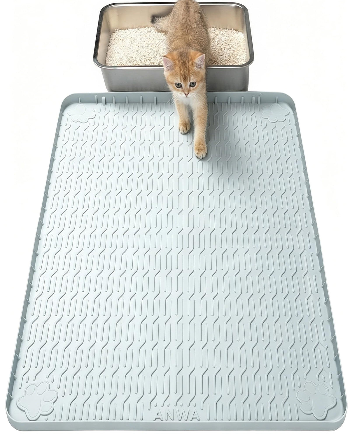 ANWA waterproof cat litter rug 40x28-inch, angled view shows large coverage.