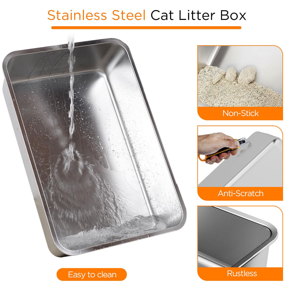 Anywish litter box with double-door design enables easy cleaning and scooping.