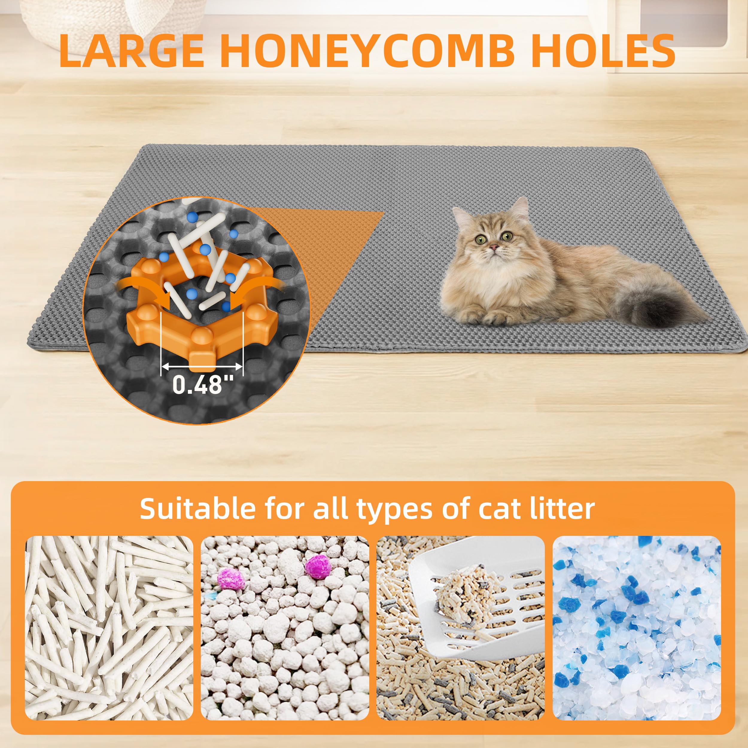 Anywish cat litter mat EZ Open Edge for quick cleaning