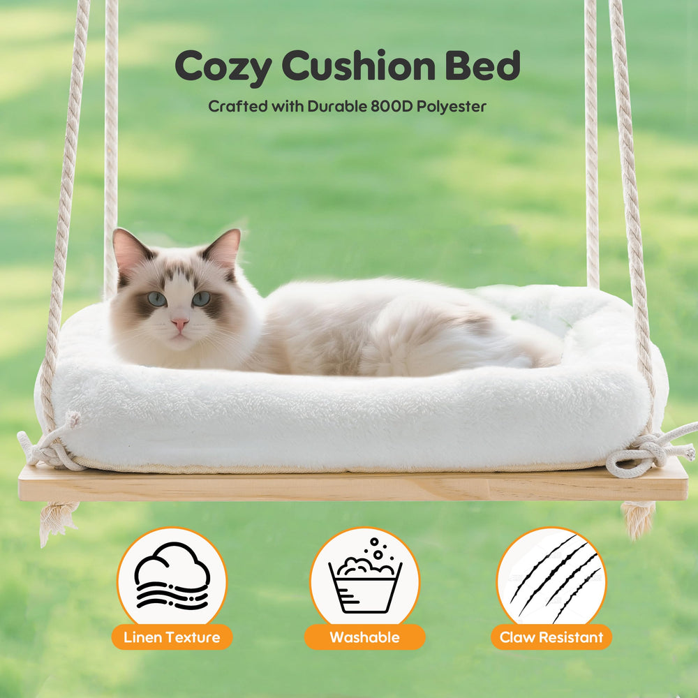 Anywish cat window perch holds up to 80 lbs for large breeds.