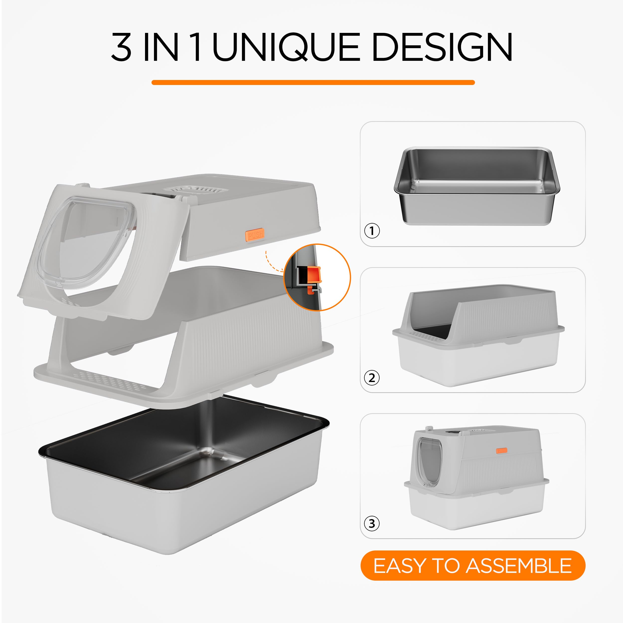 Anywish detachable three-part design adapts to shy or bold cats.