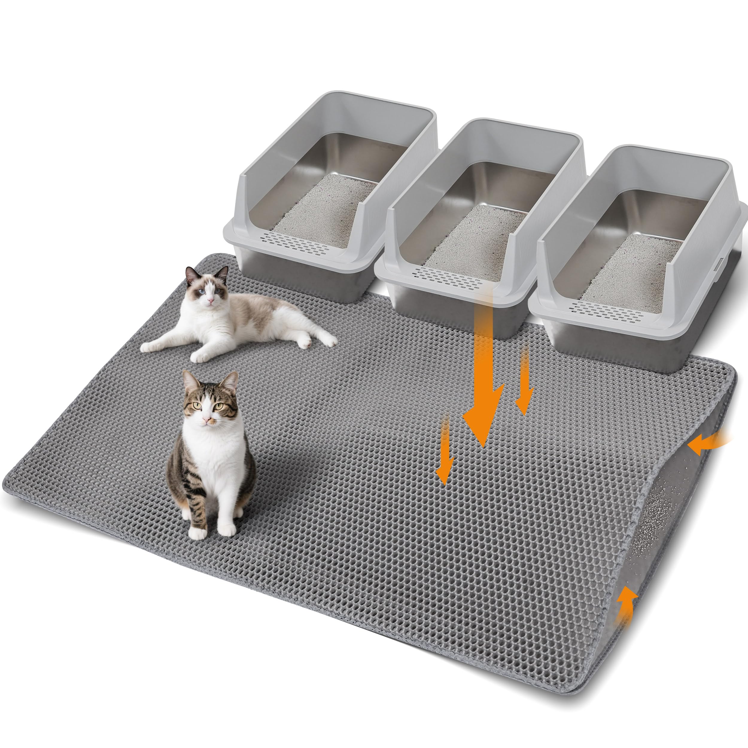 Anywish large cat litter mat 47x33 inches traps litter at the box edge for easy cleanup