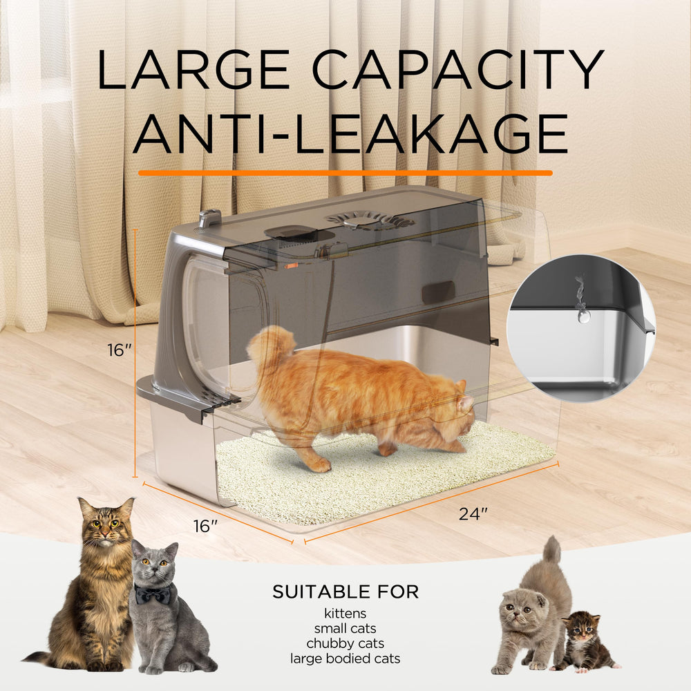 Anywish XL litter box measures 24 x 16 x 16 inches and holds up to 40 liters.